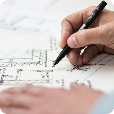 Hand writing on architectural plans